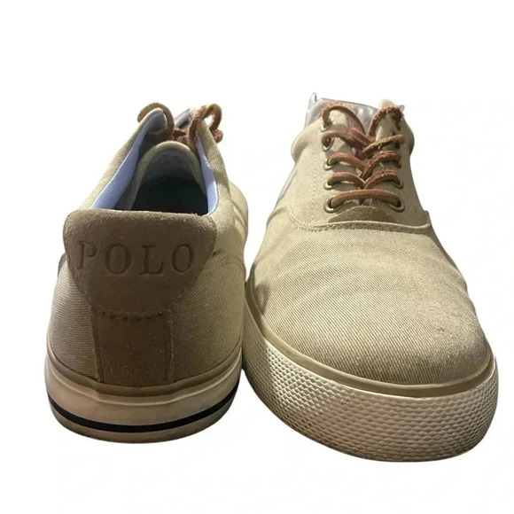 POLO Ralph Lauren Beige Tan Canvas Sneakers - Picture 5 of 5